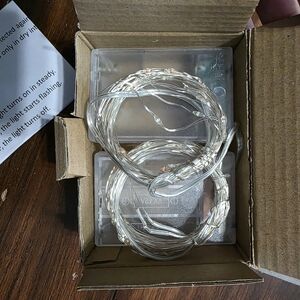 Battery-Powered Clear Wire LED String Lights - Warm Orange And Purple